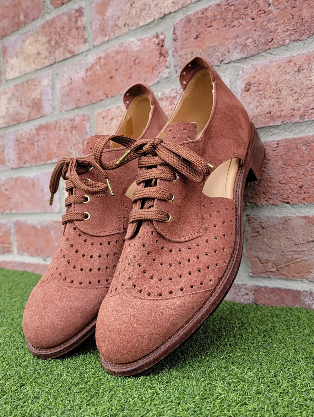 The Office Of Angela Scott Brown Suede Oxford Dress Shoes In Size 41